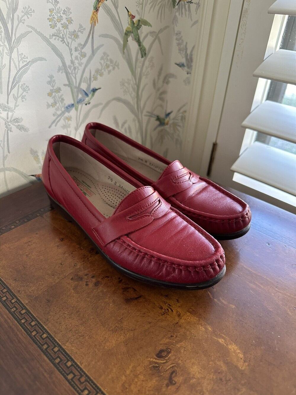 SAS Red Penny Loafer Tripad Comfort Foot Bed Size 7.5 N Vintage
